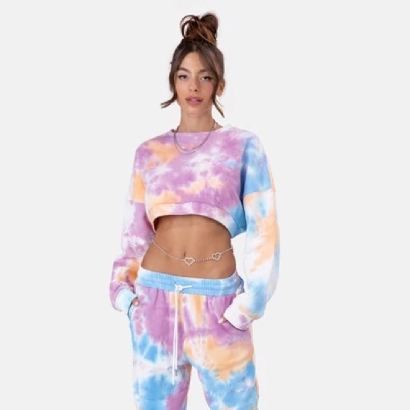 Adika Tops - ADIKA SPLASH TIE-DYE CROPPED SWEATSHIRT NWT SZ MED